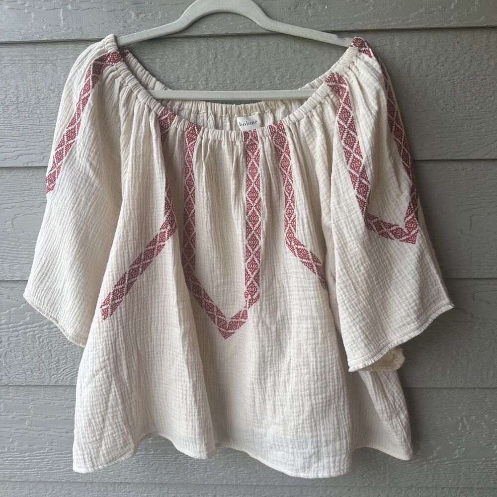 Bohme Boho Embroidered Top Women's XL Artsy Hippie Indie Folk Cottagecore